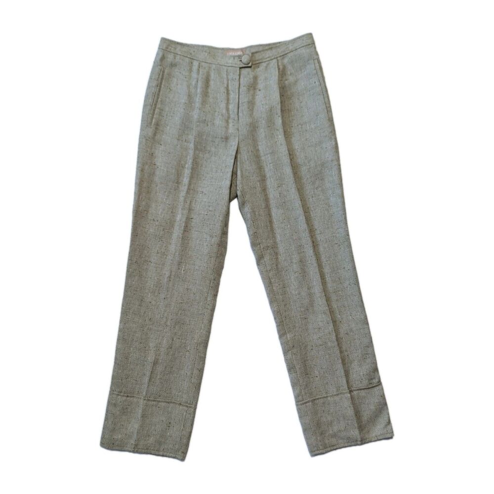 Luca Luca By Luca Orlandi Women's Size 42 US 4 Wide Leg Linen Pants Tan
